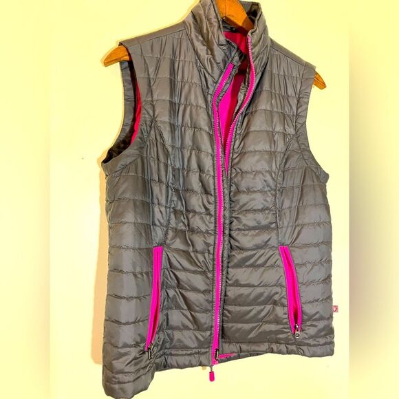 Charles River Apparel Jackets & Blazers - Charles River Apparel, puffer vest, gray/hot pink, excellent condition, medium